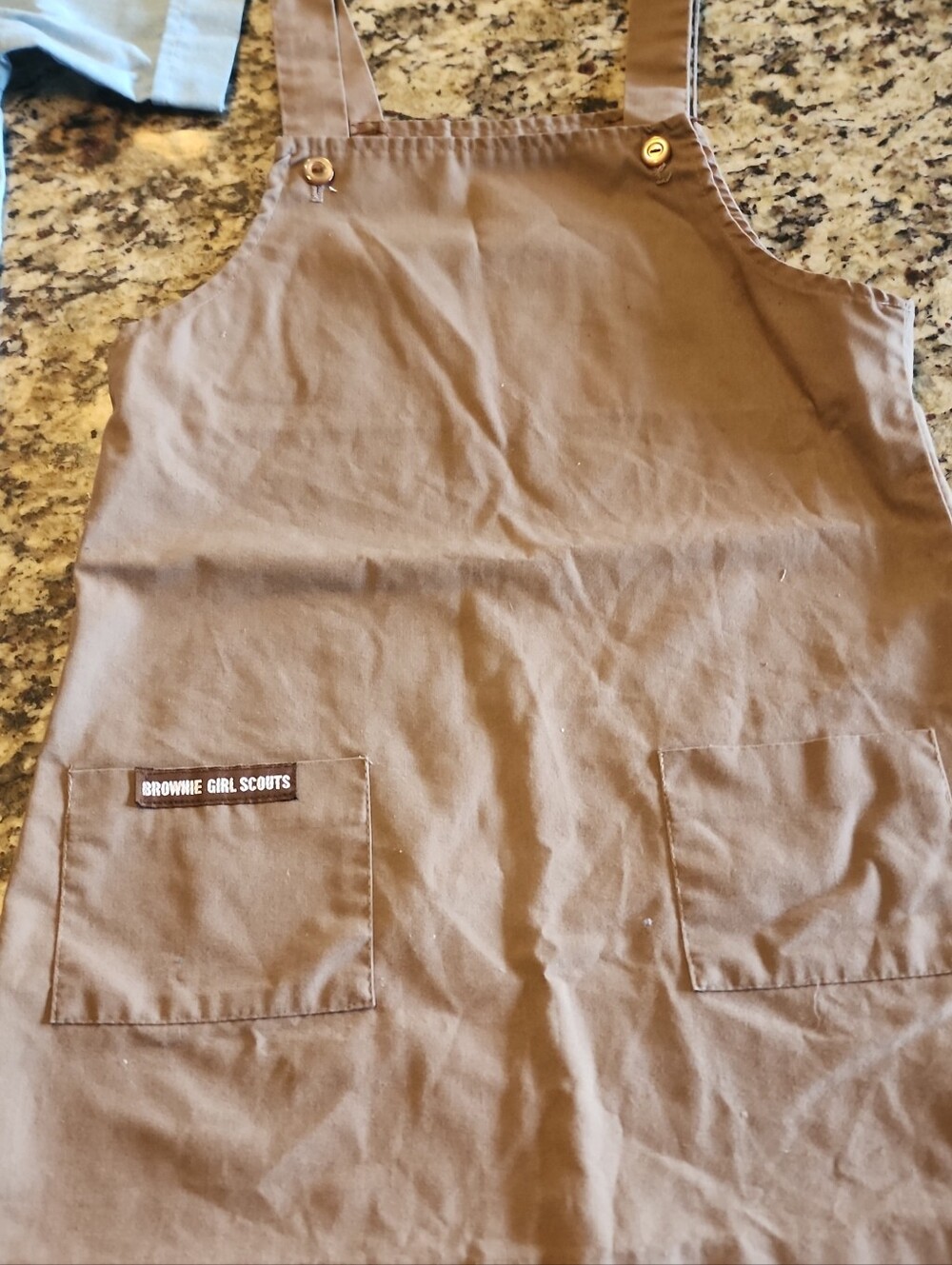 Brown Girl Scouts Brownie Apron And Blue Top Overalls for Kids